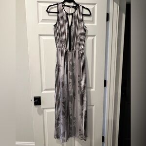 White House Black Market Monochrome Striped Maxi Dress